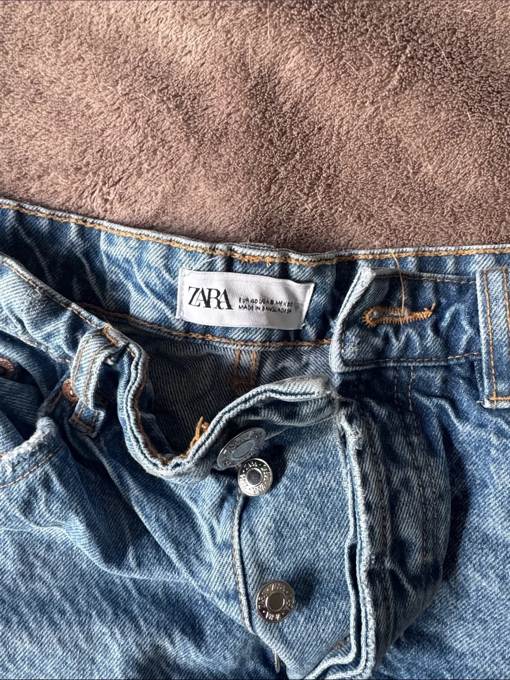 ZARA Faded Blue High-Rise Distressed Denim Shorts